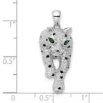 Sterling Silver Blk/White Rhodium-plated Polished CZ Cheetah Pendant - Image 3