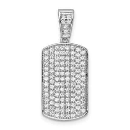 Sterling Silver Rhodium-plated Polished CZ Pendant