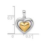 Sterling Silver RH-plated & Gold-plated Heart Pendant - Image 3