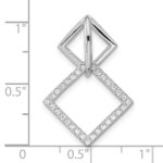 Pure Fire Sterling Silver Rhod-plated CZ Square Chain Slide Pendant - Image 3