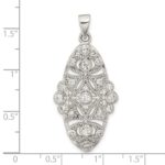 Sterling Silver Polished CZ Floral Pendant - Image 3