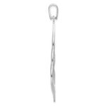 Sterling Silver Rhod. Polished Grooved Fancy Drop Pendant - Image 2