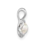 Sterling Silver Rh-plated FWC Pearl Polished Flower Pendant - Image 2