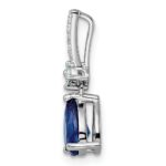 Sterling Silver Rhodium-plated CZ and Blue Glass Pendant - Image 2