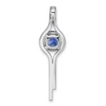 Sterling Silver Rhodium plated Blue & White CZ Slide Pendant - Image 4