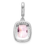 Sterling Silver Rhodium-plated Pink & White CZ Pendant - Image 4