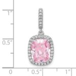 Sterling Silver Rhodium-plated Pink & White CZ Pendant - Image 3