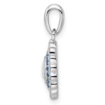 Sterling Silver Rhodium-plated Polished Blue & White CZ Pendant - Image 2
