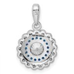 Sterling Silver Rhodium-plated Polished Blue & White CZ Pendant - Image 4