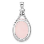 Sterling Silver RH-plated Rose Quartz Oval Pendant - Image 4