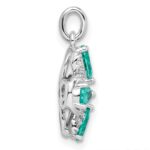 Sterling Silver Rhodium plated Teal & White CZ Pendant - Image 2