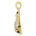 Sterling Silver Blk/White RH-plated Gold Tone CZ Bumblebee Pendant - Image 2