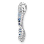 Sterling Silver Rhodium-plated Polished Blue & White CZ Butterfly Pendant - Image 2