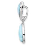 Sterling Silver Rhodium-plated Polished Teardrop Larimar Pendant - Image 2