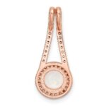 Sterling Silver Rose-tone White Created Opal & CZ Halo Pendant - Image 4