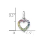 Sterling Silver Rhodium-plated Rainbow Nano Crystal Open Heart Pendant - Image 3