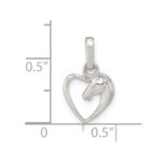 Sterling Silver Rhodium-plated Open Heart Horse Head Pendant - Image 3