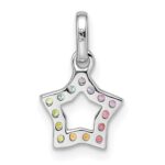 Sterling Silver Rhodium-plated Rainbow Nano Crystal Star Pendant - Image 4