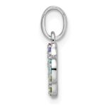 Sterling Silver Rhodium-plated Rainbow Nano Crystal Clover Pendant - Image 2