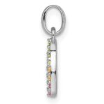 Sterling Silver Rhodium-plated Rainbow Nano Crystal Wishbone Pendant - Image 2