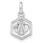 Sterling Silver RH-plated Polished Enameled Bee in Hive Children's Pendant - Image 4