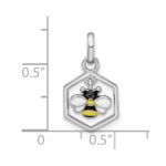 Sterling Silver RH-plated Polished Enameled Bee in Hive Children's Pendant - Image 3