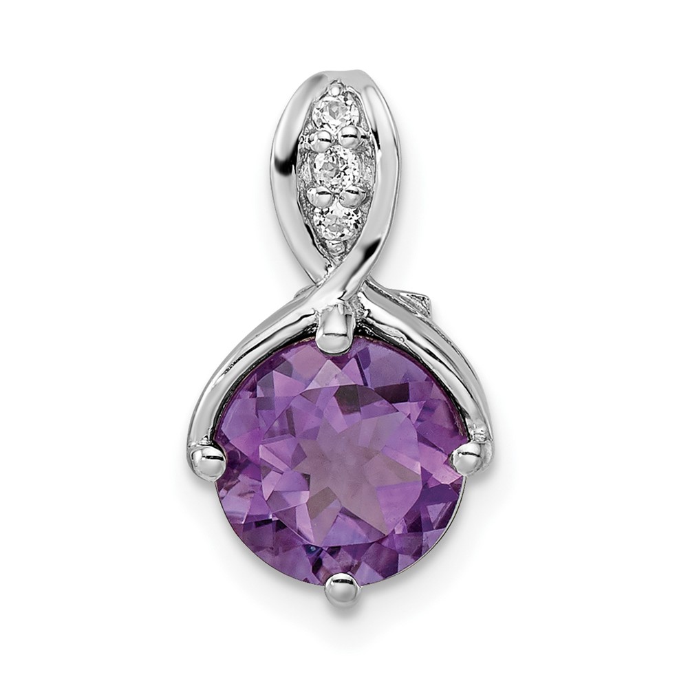 QP5709AM.jpg SS Rhod-plated Circle 1.86tw Amethyst/White Topaz Pendant - Image 1