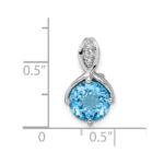 Sterling Silver Rhodium-plated Circle Swiss Blue Topaz/White Topaz Pendant - Image 3