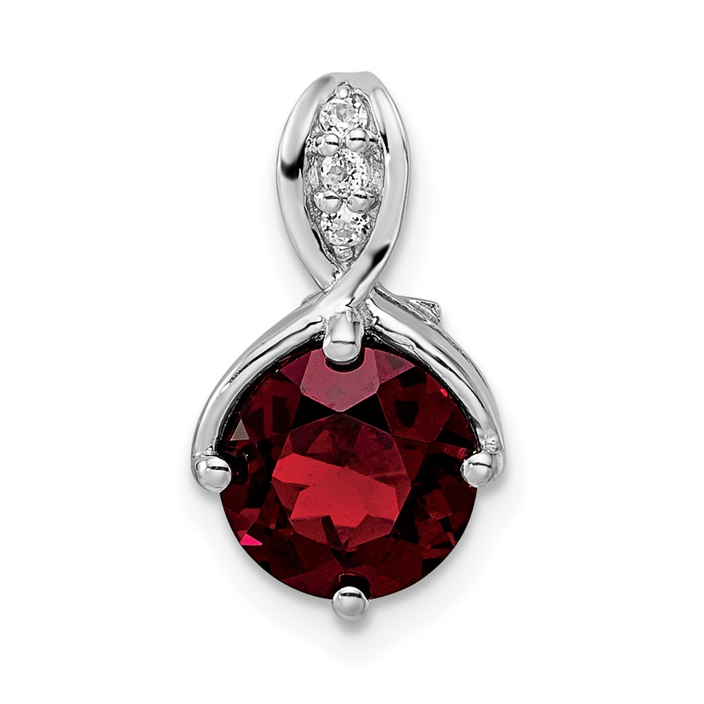 QP5709GA.jpg Sterling Silver RH-plated Circle 2.56t.w. Garnet/White Topaz Pendant - Image 1