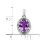Sterling Silver Rhod-plated Oval 1.84 Amethyst/White Topaz Pendant - Image 3