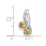 SS Rhod-plated Double Circle .5t.w. Citrine/White Topaz Pendant - Image 3