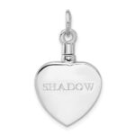 Sterling Silver Rhodium-plated Enamel Heart with Cat Ash Holder Pendant - Image 6