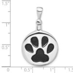 Sterling Silver Rh-plated Enamel Round Paw Print Ash Holder Pendant - Image 5