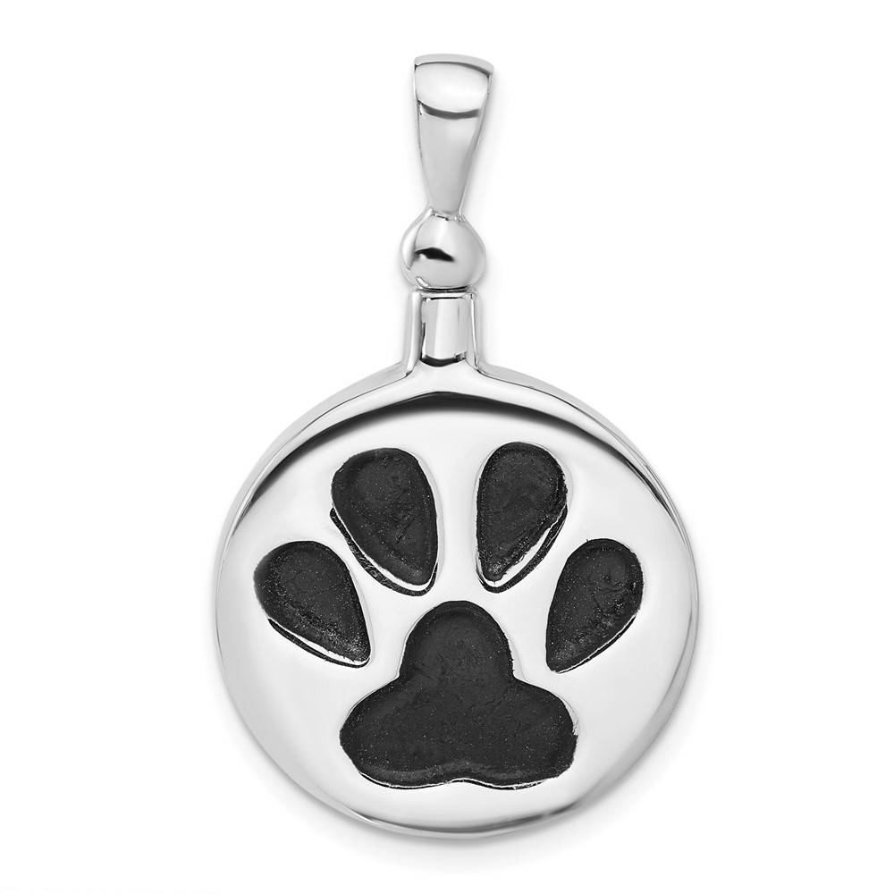 QP5727.jpg Sterling Silver Rh-plated Enamel Round Paw Print Ash Holder Pendant - Image 1