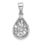 Sterling Silver Rhod-Plated Polished Half Dome Teardrop Filigree Pendant - Image 3