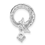 Sterling Silver Rhod-plated CZ Circle Chain Slide Pendant - Image 3