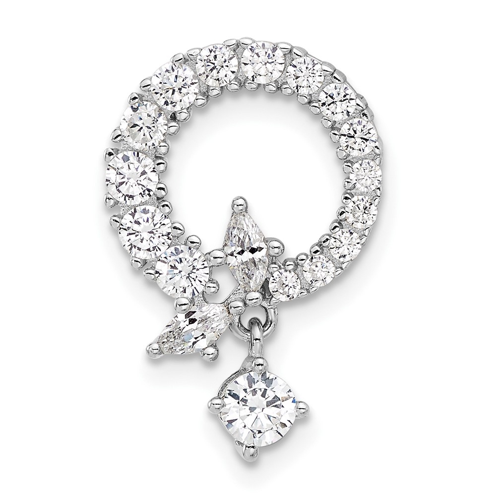 QP5737.jpg Sterling Silver Rhod-plated CZ Circle Chain Slide Pendant - Image 1