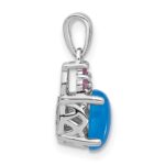Sterling Silver Rh-plated Blue Onyx .08Cr.Pink Sapphire .005ct Dia. Pendant - Image 2