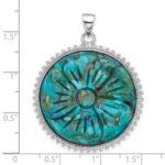 Sterling Silver Rhodium-plated Reconstituted Turquoise Flower Pendant - Image 4