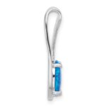 Sterling Silver Rhodium-plated Blue Created Opal Slide Pendant - Image 2
