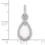 Sterling Silver Rhodium-plated Created Opal and CZ Teardrop Pendant - Image 4