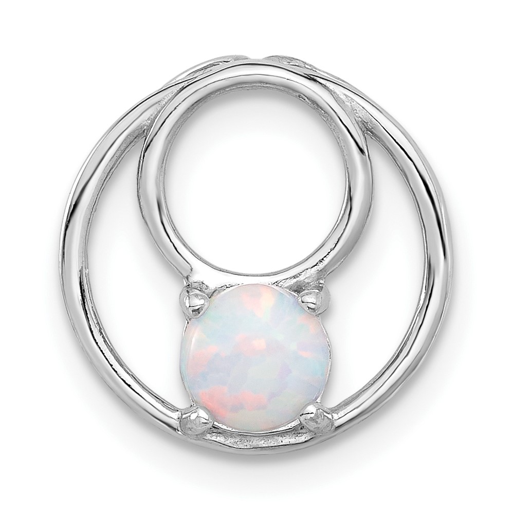 QP5766.jpg Sterling Silver Rhodium-plated Created Opal Chain Slide Pendant - Image 1