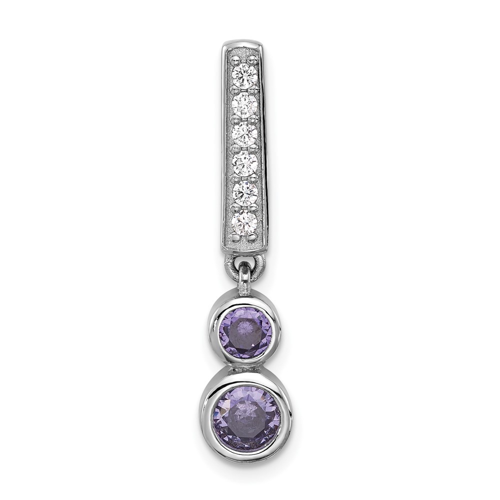 QP5771.jpg Sterling Silver Rhodium-plated Polished Purple CZ Chain Slide - Image 1