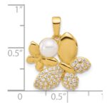 Sterling Silver Gold-plated FWC Pearl and CZ Butterfly Pendants - Image 4