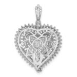 Sterling Silver Rhodium-plated CZ Heart Pendant - Image 3