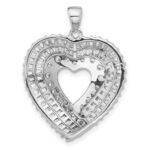 Sterling Silver Rhodium-plated CZ Heart Pendant - Image 3
