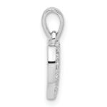 Sterling Silver Rhodium-plated Polished and CZ Pave Heart Pendant - Image 2