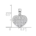 Sterling Silver Rhodium-plated Polished and CZ Pave Heart Pendant - Image 4