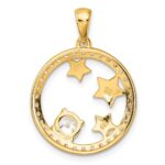 Sterling Silver Gold-plated CZ Stars Circle Pendant - Image 3