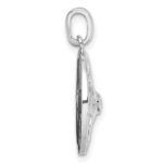 Sterling Silver Rhodium-plated Polished CZ Compass Pendant - Image 2
